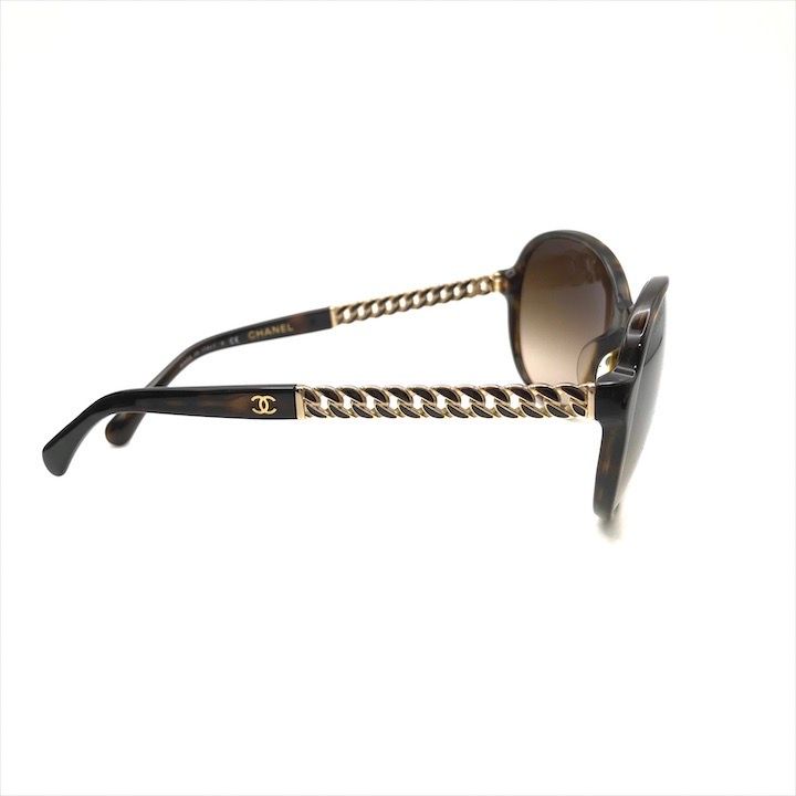 Chanel CC Logo Sunglasses Eyewear Tortoiseshell Pattern Chain Motif Brown — view 5