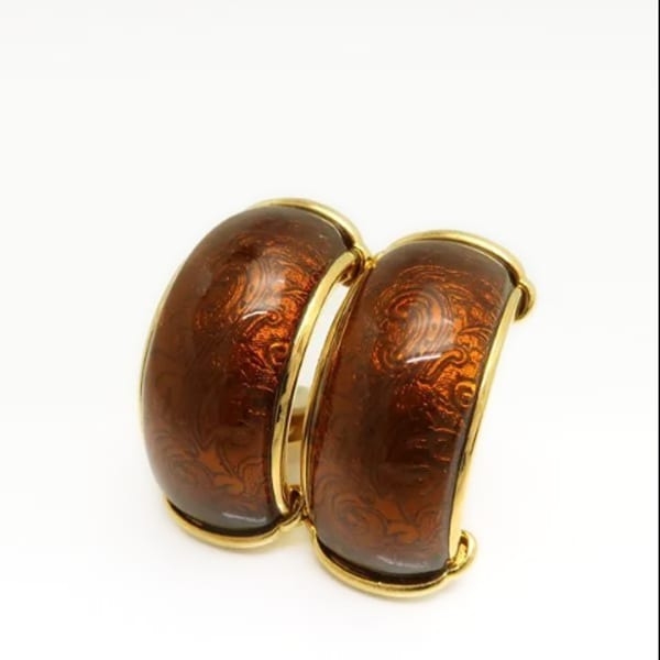 Yves Saint Laurent Earrings GP Arabesque Large Brown Vintage