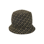 Fendi Zucchino Logo Pattern Cotton Polyester Bucket Hat Navy Gray — view 2