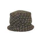 Fendi Zucchino Logo Pattern Cotton Polyester Bucket Hat Navy Gray — view 4