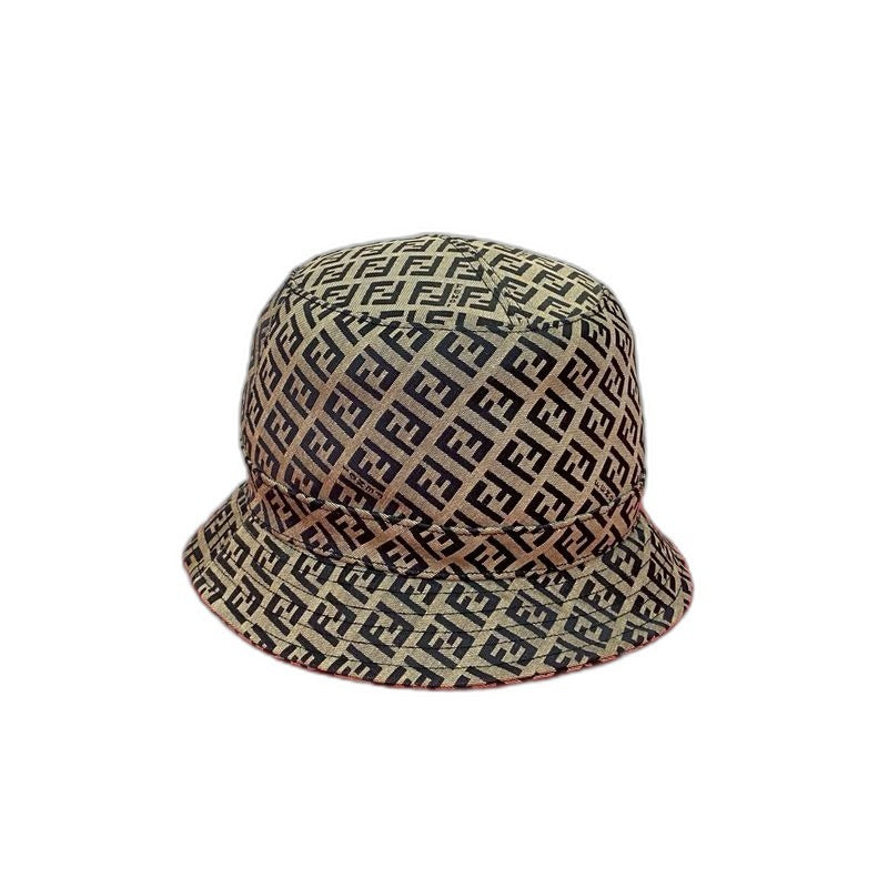 Fendi Zucchino Logo Pattern Cotton Polyester Bucket Hat Navy Gray
