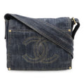 Chanel Sparkling Denim Shoulder Bag Messenger Indigo Blue