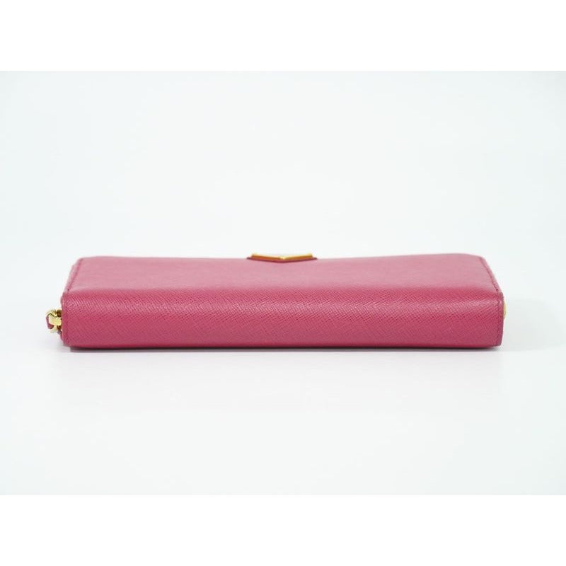 Prada Leather Round Zipper Long Wallet Pink — view 3