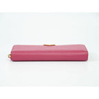 Prada Leather Round Zipper Long Wallet Pink — view 3