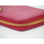 Prada Leather Round Zipper Long Wallet Pink — view 6