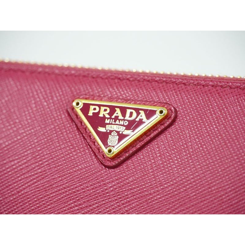 Prada Leather Round Zipper Long Wallet Pink — view 7