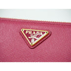 Prada Leather Round Zipper Long Wallet Pink — view 7