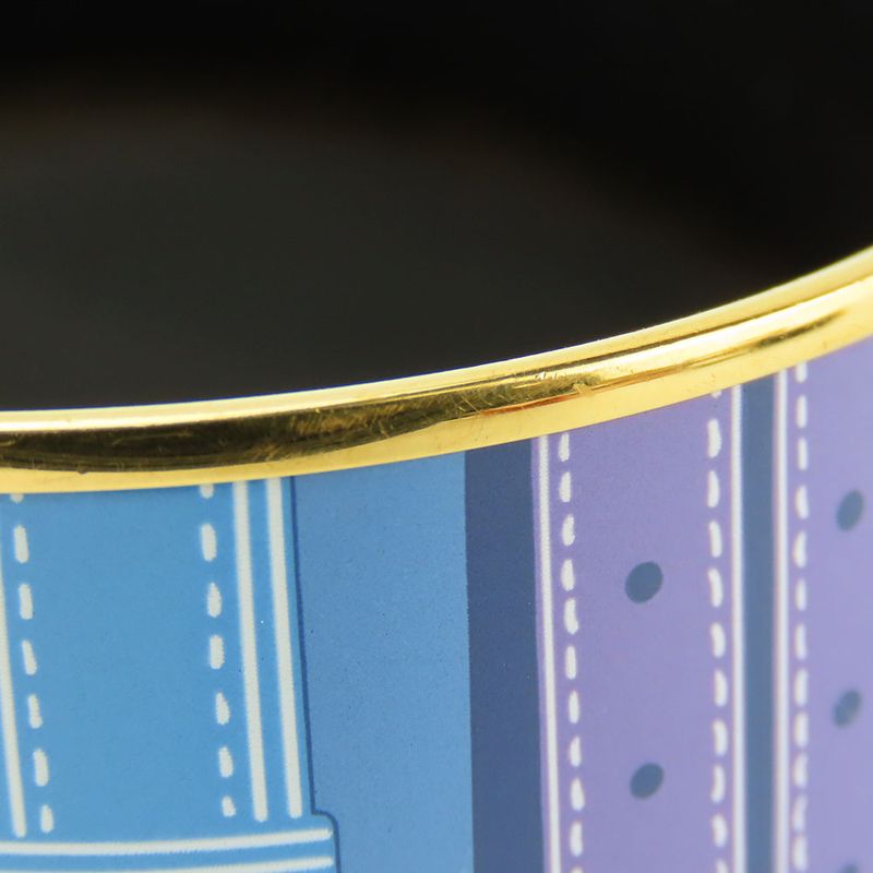 Hermes Bracelet Emile TGM Metal Cloisonne Blue Multicolor Gold Hardware Bangle — view 7