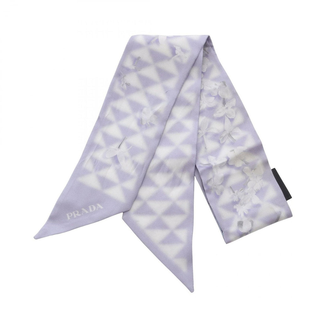 Prada Scarf Silk White Purple