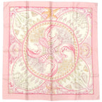 Hermes Carre 90 Parures Oceanes Sea Silk Pink Scarf White