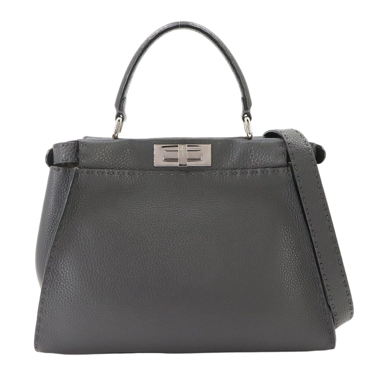 Fendi Selleria Peekaboo Regular 2-Way Bag Leather Gray