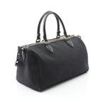 Prada Handbag Logo Jacquard Black Canvas Leather 2-Way Boston Bag — view 2