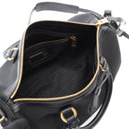 Prada Handbag Logo Jacquard Black Canvas Leather 2-Way Boston Bag — view 3