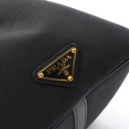 Prada Handbag Logo Jacquard Black Canvas Leather 2-Way Boston Bag — view 5