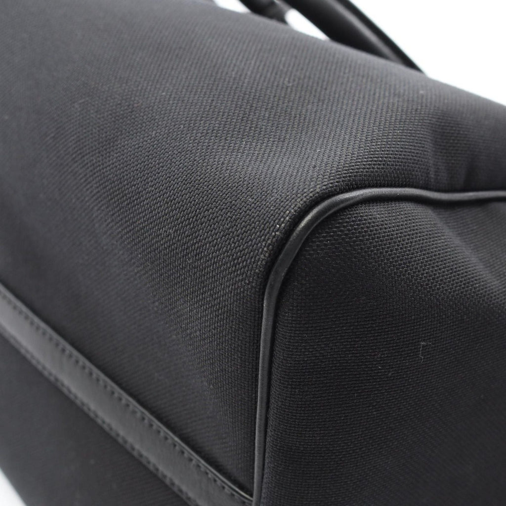 Prada Handbag Logo Jacquard Black Canvas Leather 2-Way Boston Bag — view 6