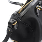 Prada Handbag Logo Jacquard Black Canvas Leather 2-Way Boston Bag — view 8
