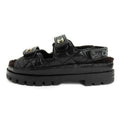 Chanel Sandals 23 K boa Rhinestone Coco Mark 38 Black Leather