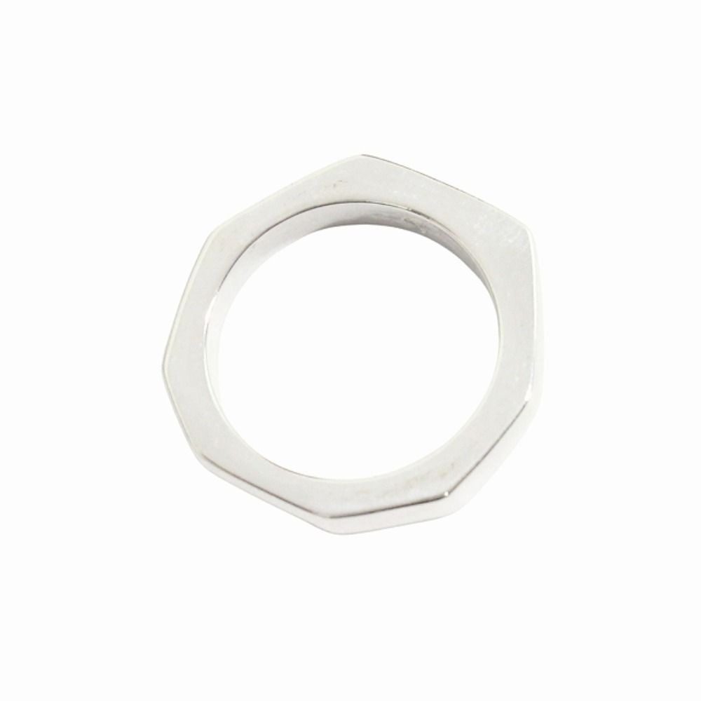 Gucci Polished Asymmetric Nut Motif Hexagon Ring Silver — view 5