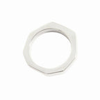 Gucci Polished Asymmetric Nut Motif Hexagon Ring Silver — view 5