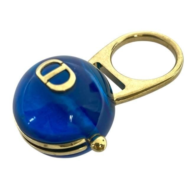Christian Dior Sorbet Ring Tribal Ball Jewelry Logo GP Metal Resin Gold Blue — view 2