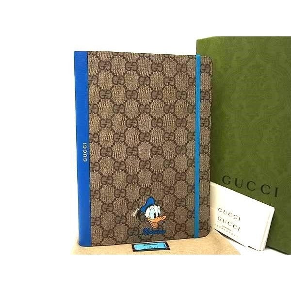 Gucci Disney Collaboration Donald Duck GG Pattern Leather Notebook