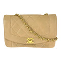 Chanel Vintage Diana Quilted Beige Gold Lambskin Chain Shoulder Bag