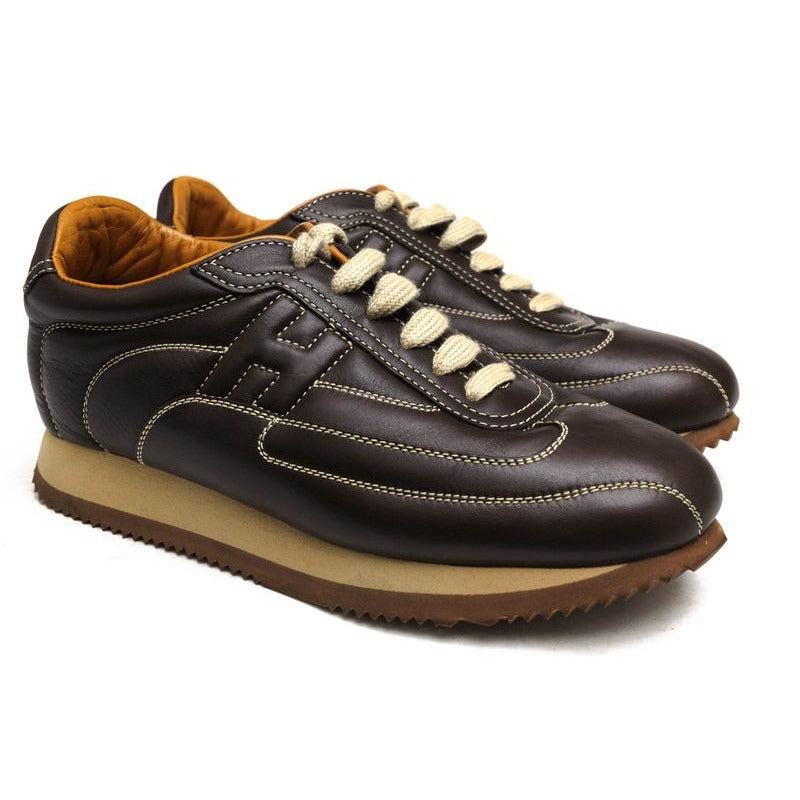 Hermes Shoes Sneakers Low Cut Women Leather Dark Brown Quick — view 2