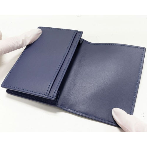 Bottega Veneta Business Card Holder With Depth Intrecciato Calf Blue Outlet — view 2