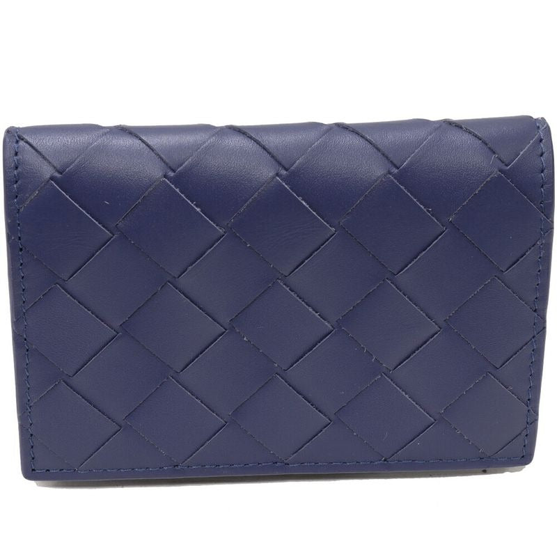 Bottega Veneta Business Card Holder With Depth Intrecciato Calf Blue Outlet — view 3