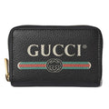 Gucci Coin Case Card Mini Wallet Purse Vintage Logo Print Black