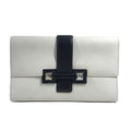 Hermes Clutch Medle Leather White Navy