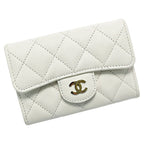 Chanel Quilted White Card Case Coco Mark Caviar Leather — view 2