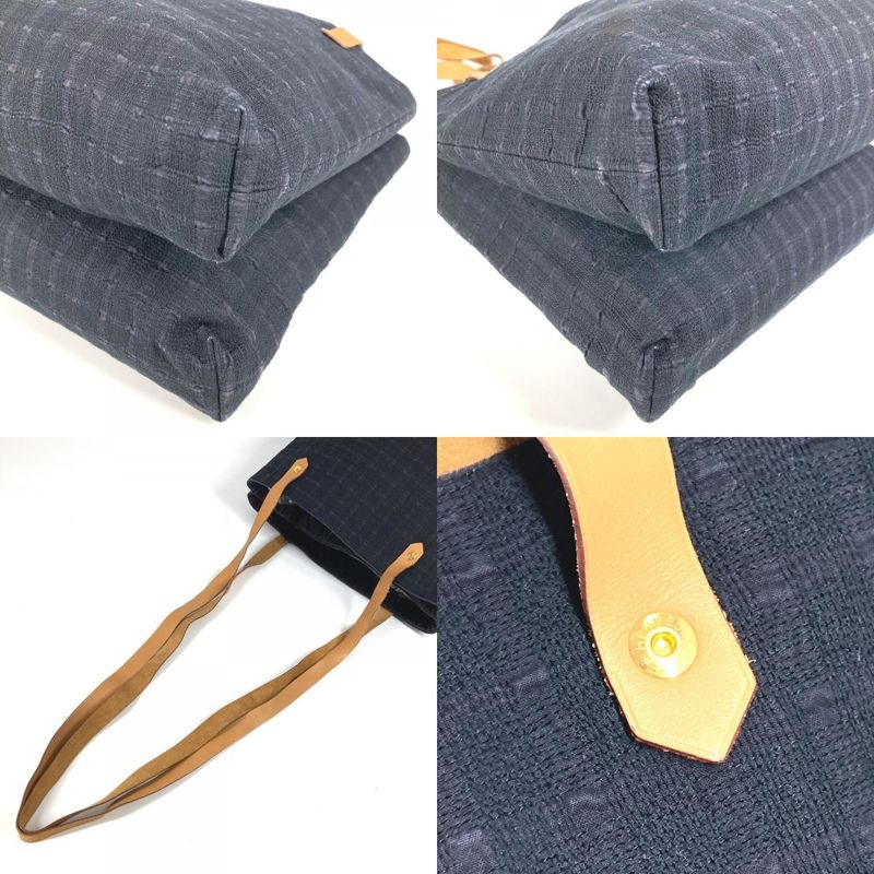 Hermes Shoulder Bag Amedava Cabas de Poche Cotton Navy — view 6