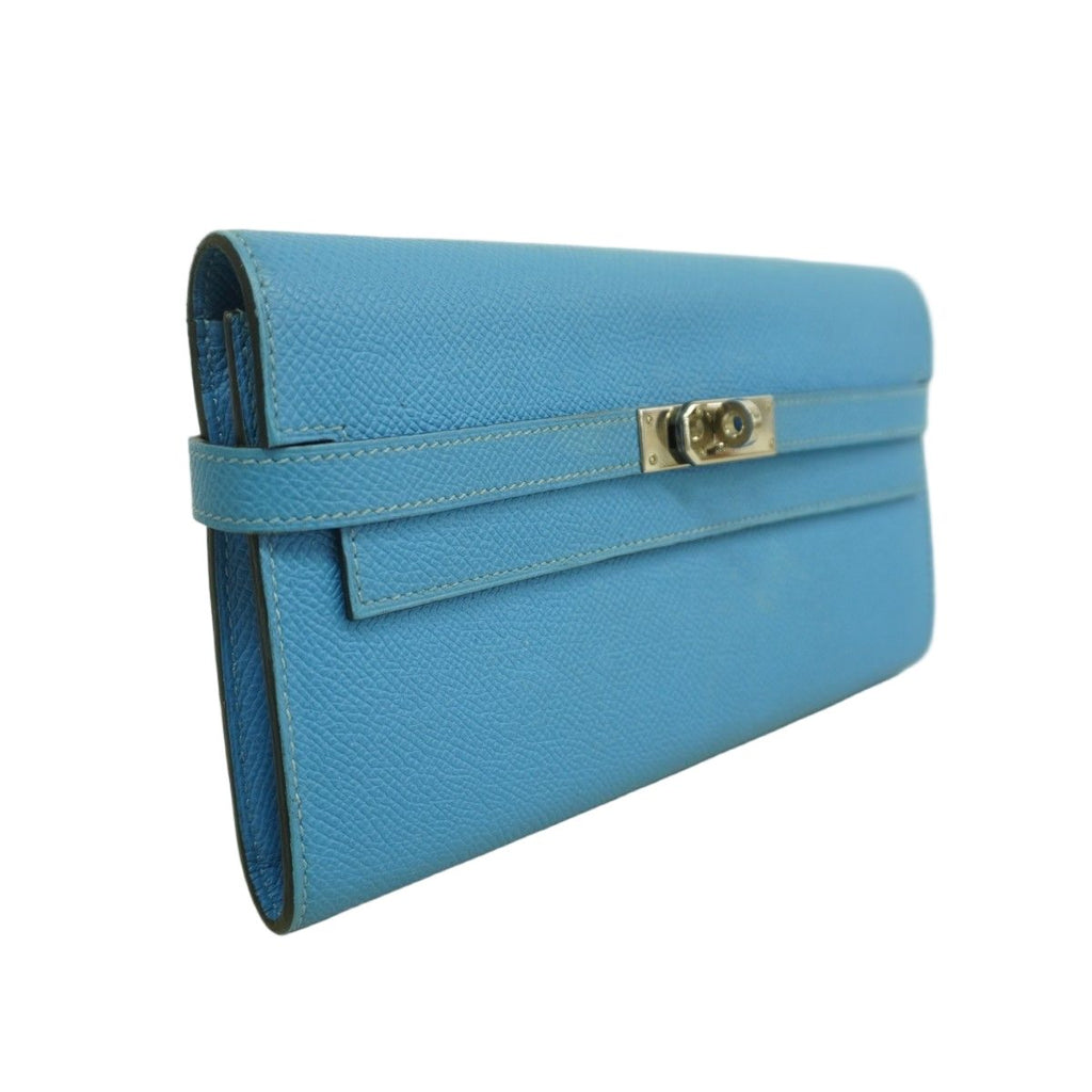 Hermes Wallet Kelly Veau Epsom Azur Silver — view 2