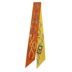 Hermes Twirly de le Boucle Silk Yellow Orange Scarf