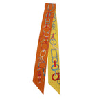 Hermes Twirly de le Boucle Silk Yellow Orange Scarf — view 2