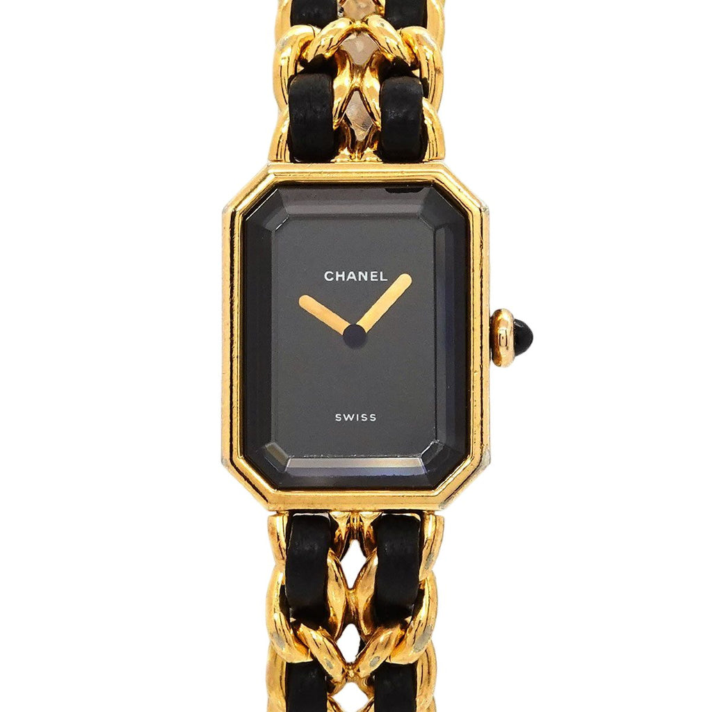 Chanel Premiere L Vintage Watch Black Gold