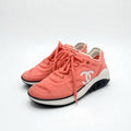 Chanel Sneakers Shoes Fabric Pink White Coco Mark