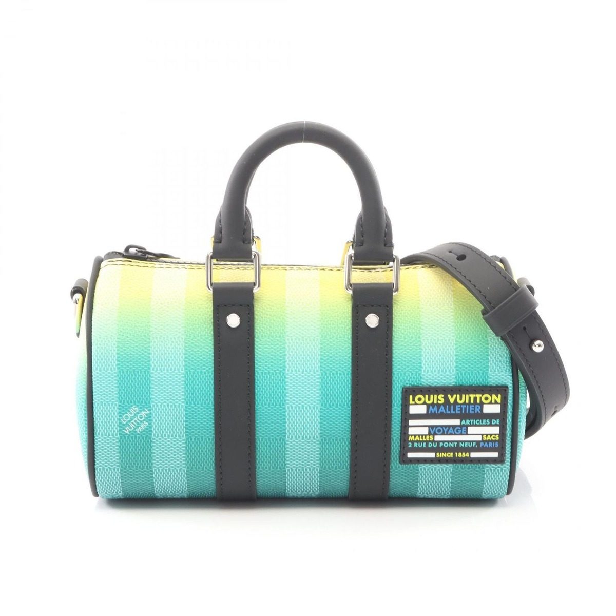 Louis Vuitton Handbag Keepall XS Green Yellow Canvas Leather