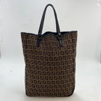 Fendi Zucchino Canvas Leather Bag Brown — view 2