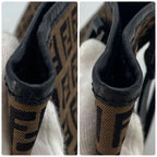Fendi Zucchino Canvas Leather Bag Brown — view 5