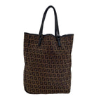 Fendi Zucchino Canvas Leather Bag Brown