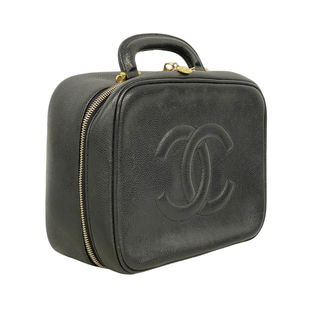 Chanel Vanity Bag Caviar Leather Black Gold 2-Way — view 2