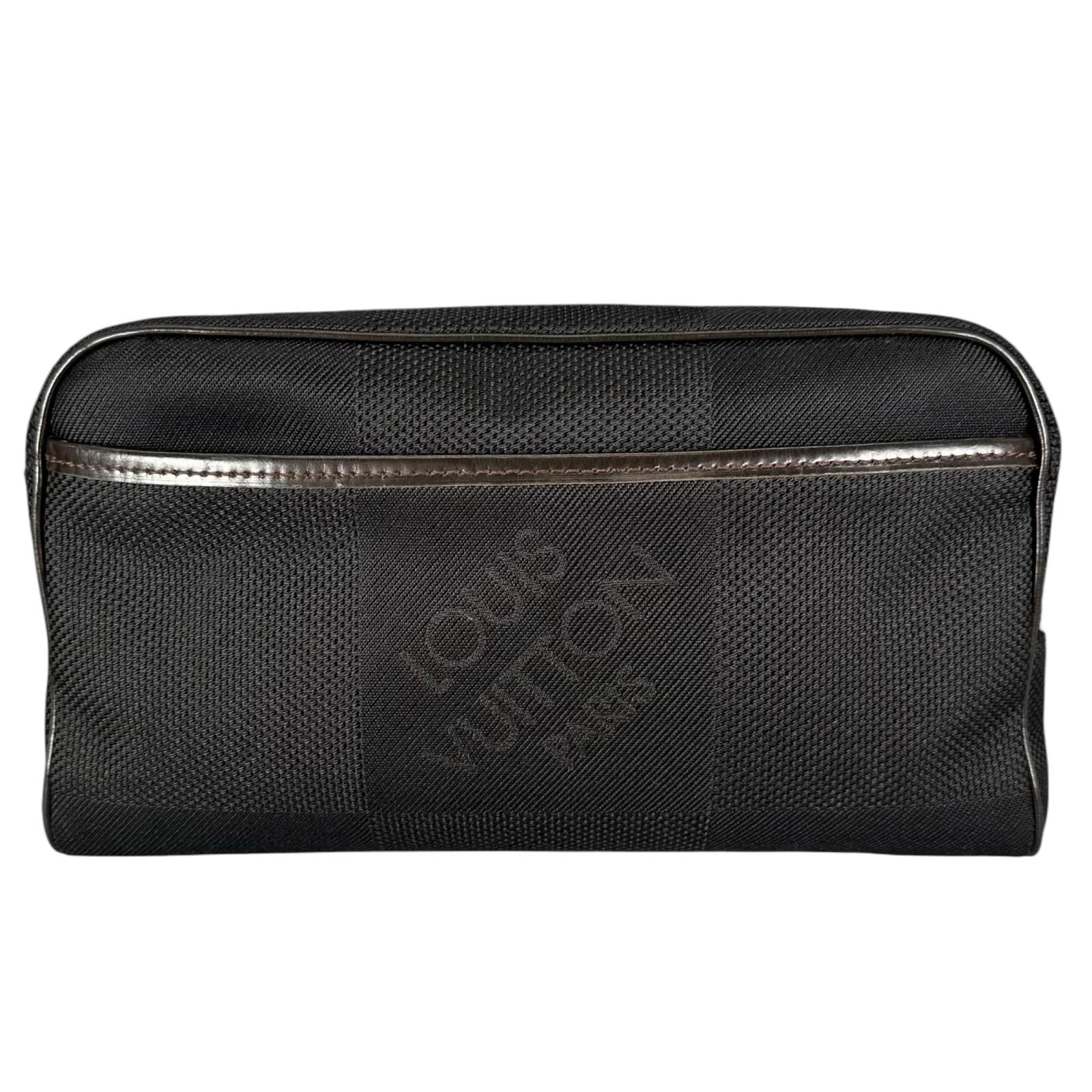 Louis Vuitton Acrobat Damier Geant Noir Leather Nylon Black Belt Bag Silver