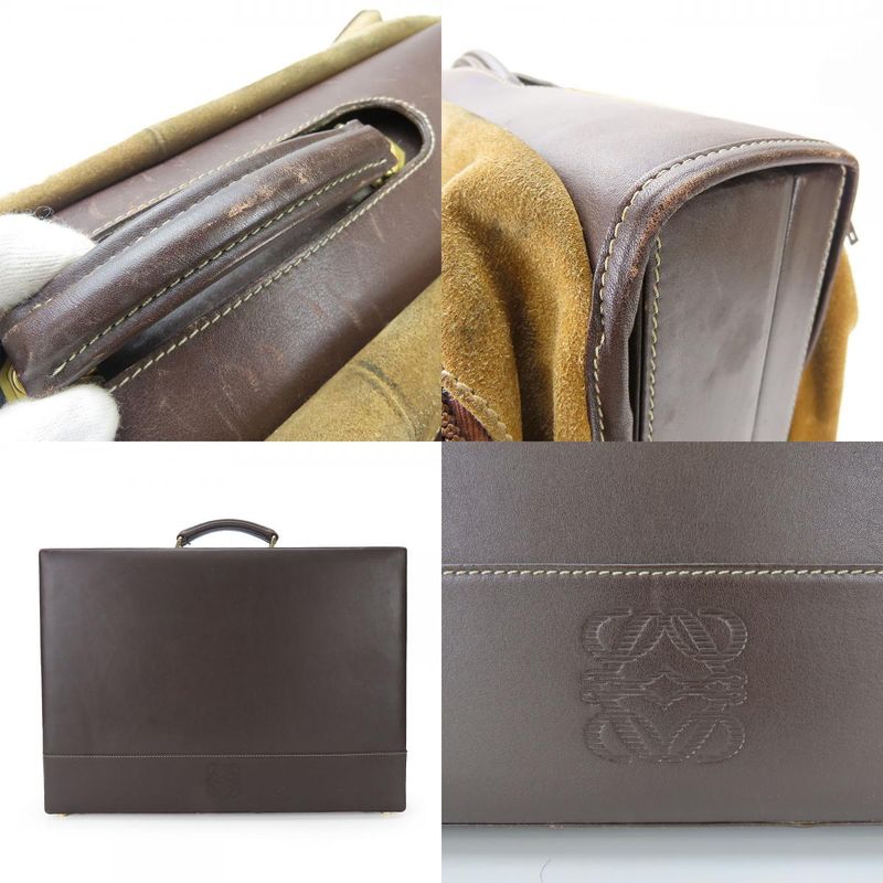 Loewe Business Bag Leather Brown Beige Gold Hardware Attache Case Hard — view 5