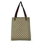 Gucci Vintage Sherry Line GG Logo Pattern Leather Tote Brown — view 3