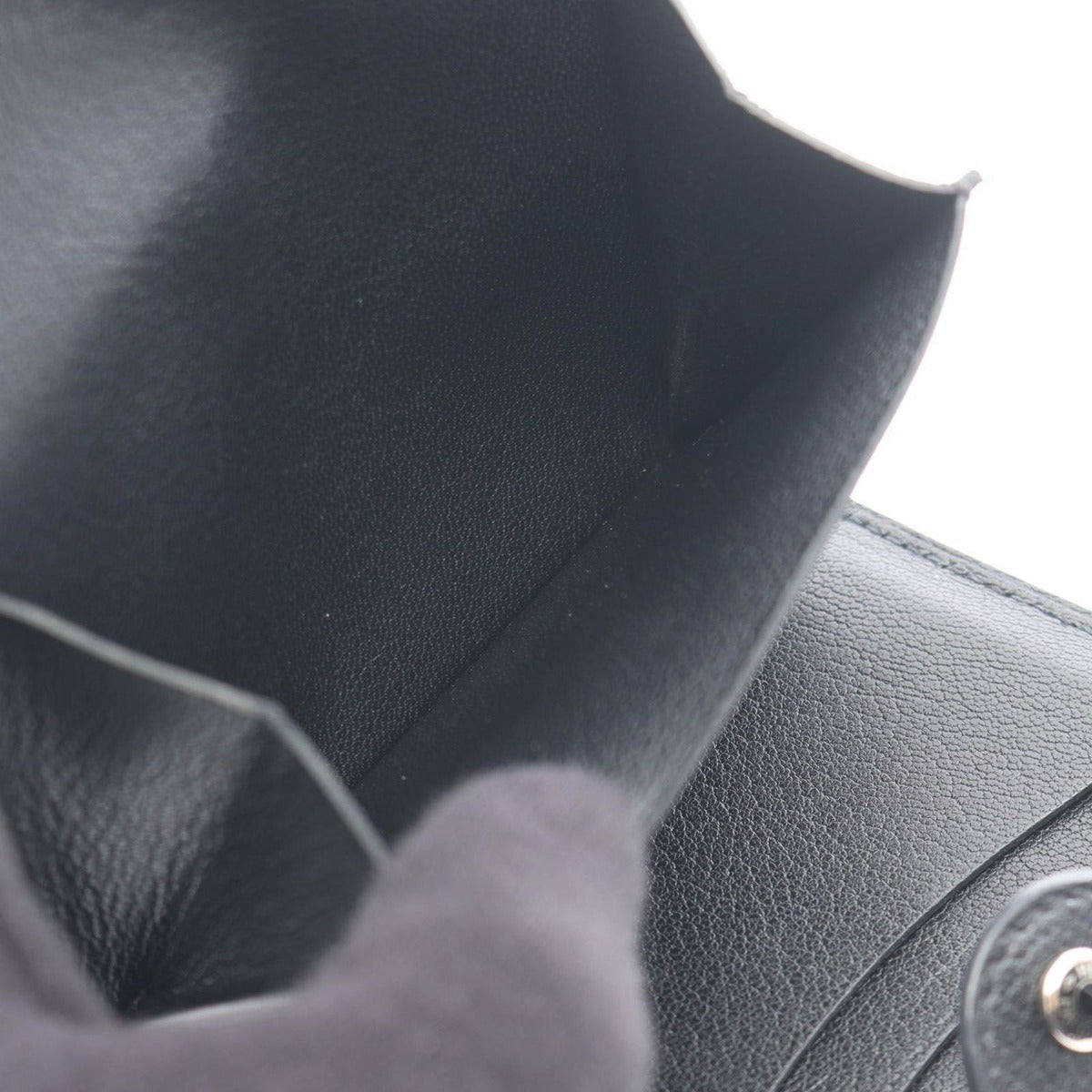 Hermes Trifold Wallet Iliad Compact Ck89 Black Leather — view 4