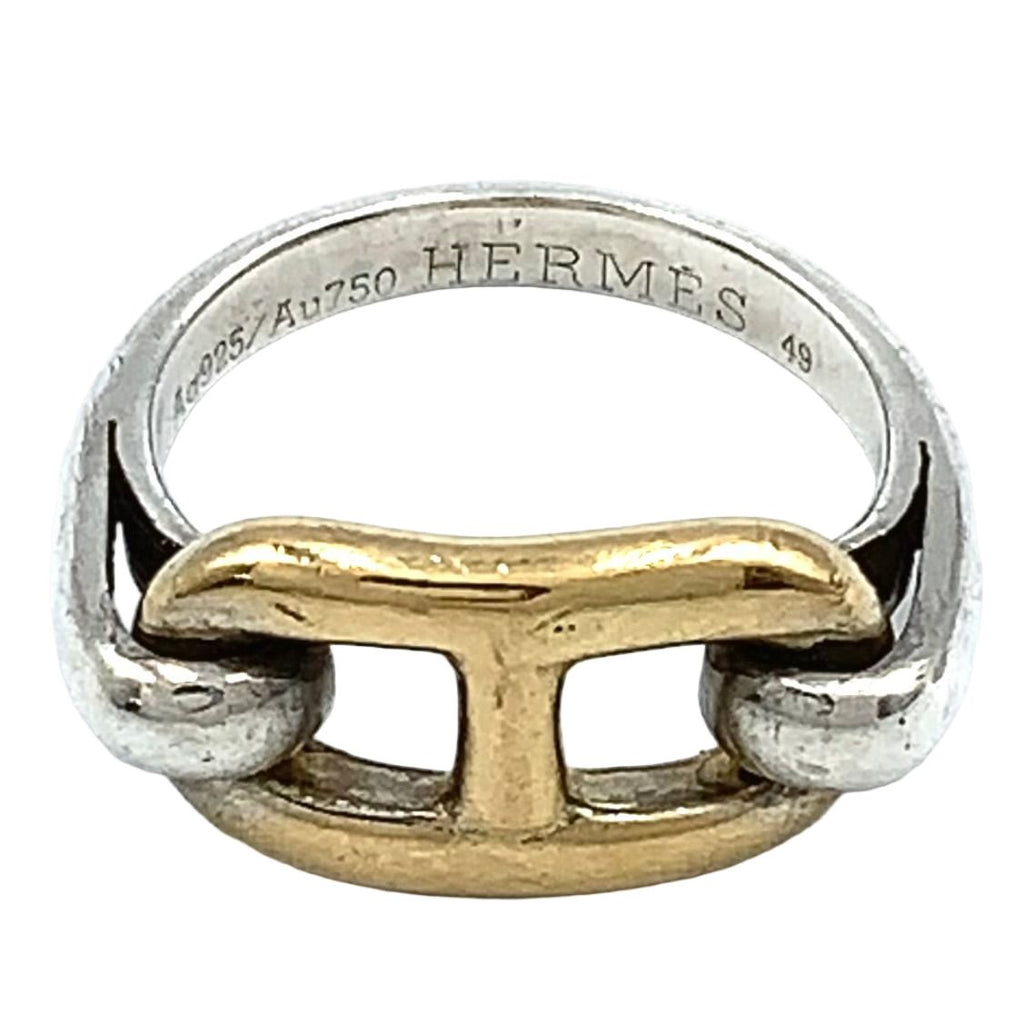 Hermes Chaine D'ancre Yellow Gold Silver Ring