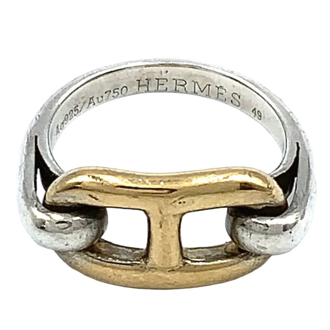 Hermes Chaine D'ancre Yellow Gold Silver Ring