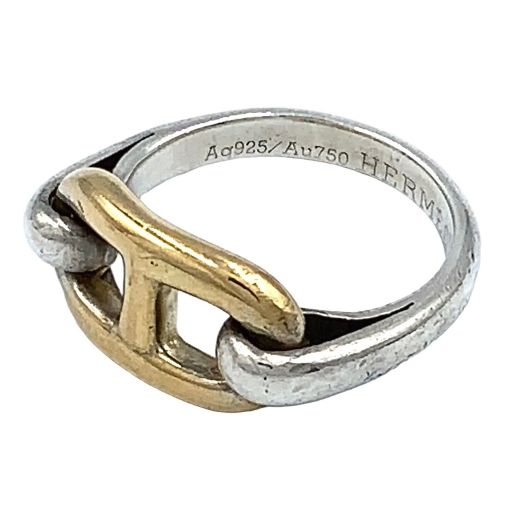 Hermes Chaine D'ancre Yellow Gold Silver Ring